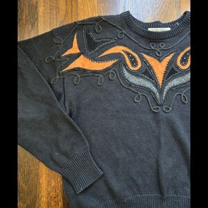 Rodeo‎ Leather Applique Cowgirl Vintage Sweater